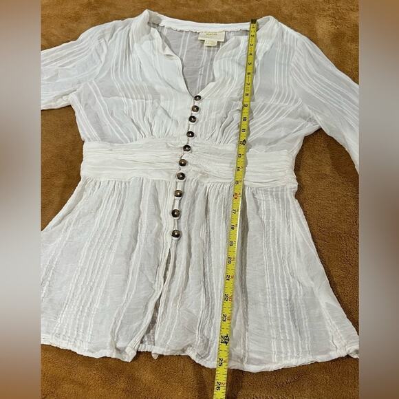 Maeve By Anthropologie White Button Down Blouse Size 0 - Picture 4 of 12